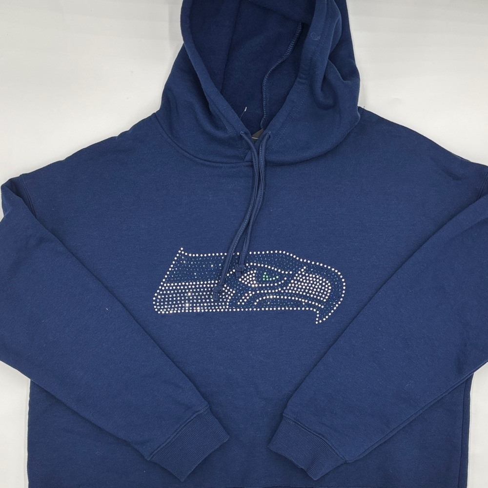 Cuce Seattle Seahawks Crystal Logo Cropped Hoodie
